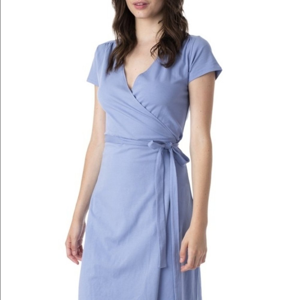 Pact Organic Cotton Super Soft Blue Wrap Dress XL